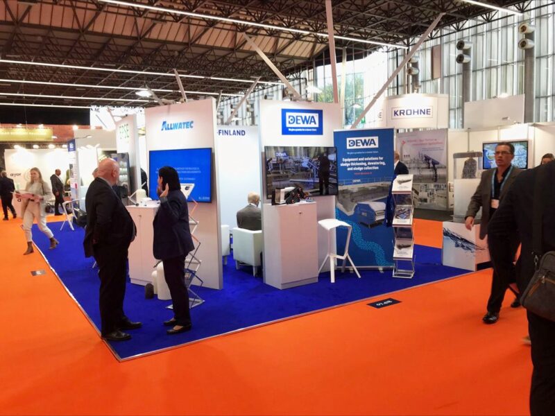 Architectural details of the exhibition booth in Amsterdam, created by our company for Aquatech.