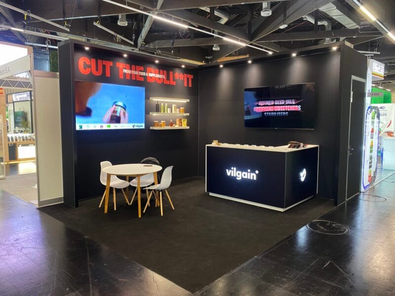 Zabudowa targowa na targach BIOFACH w Niemczech – stoisko Vilgain, wykonane przez Stand 360.